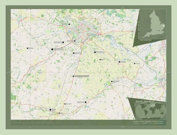 Южный Норфолк Необитаемый Район Англии Великобритания Карта Улиц Места Названия — стоковое фото
