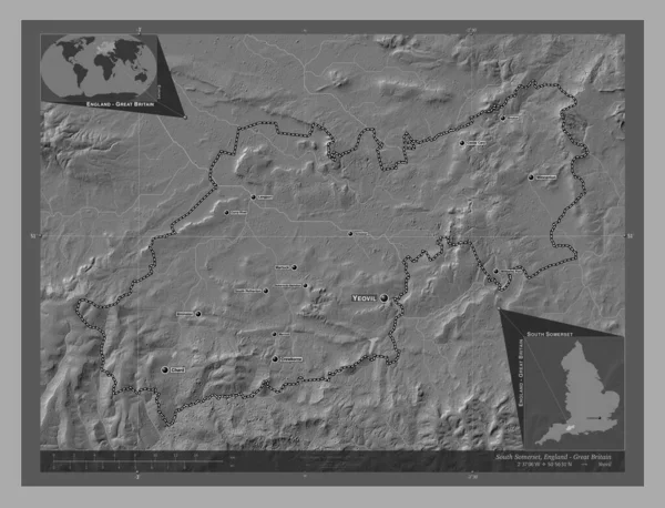 South Somerset Μητροπολιτική Περιφέρεια Αγγλίας Μεγάλης Βρετανίας Bilevel Υψομετρικός Χάρτης — Φωτογραφία Αρχείου