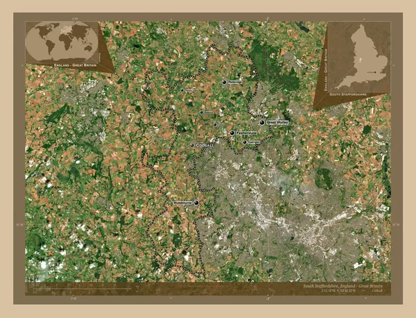 South Staffordshire Distrito Não Metropolitano Inglaterra Grã Bretanha Mapa Satélite — Fotografia de Stock