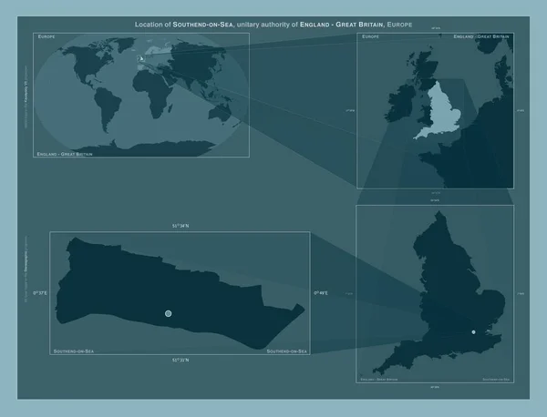 Саутенд Единая Власть Англии Великобритании Диаграмма Показывающая Расположение Региона Крупных — стоковое фото