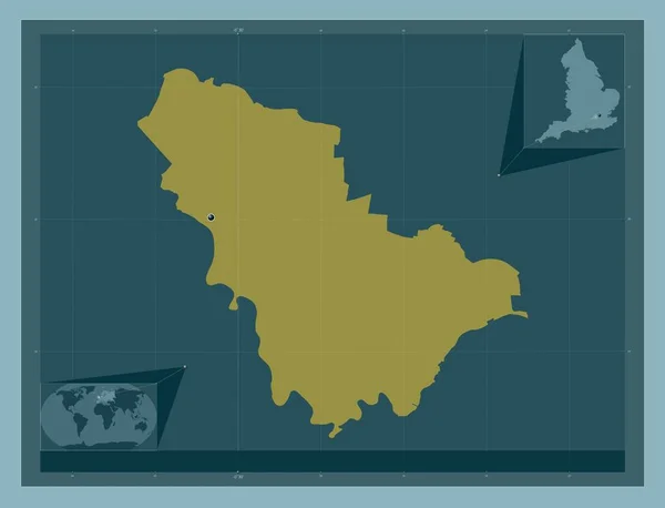 イギリスの首都圏ではない地域 スペルソーン イギリス しっかりした色の形 コーナー補助位置図 — ストック写真
