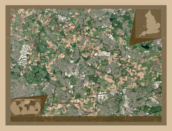 セント ヘレンズ イギリスの統一的な権威 イギリス 低解像度衛星地図 コーナー補助位置図 — ストック写真