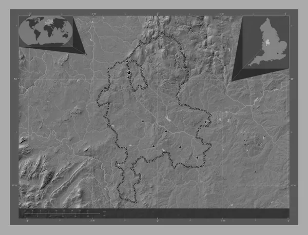 Стаффордшир Административное Графство Англия Великобритания Карта Рельефа Билевела Озерами Реками — стоковое фото