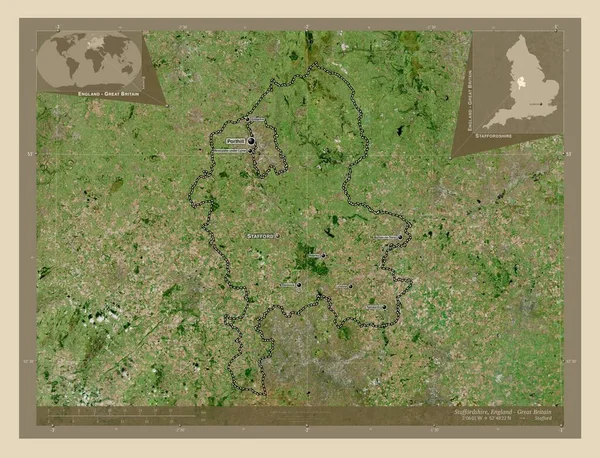 Staffordshire Bestuurlijke Graafschap Engeland Groot Brittannië Satellietkaart Met Hoge Resolutie — Stockfoto