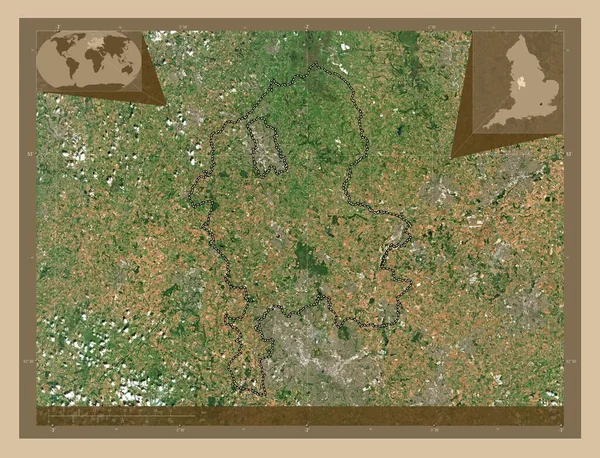 斯塔福德郡 英格兰的行政区划 大不列颠 低分辨率卫星地图 角辅助位置图 — 图库照片