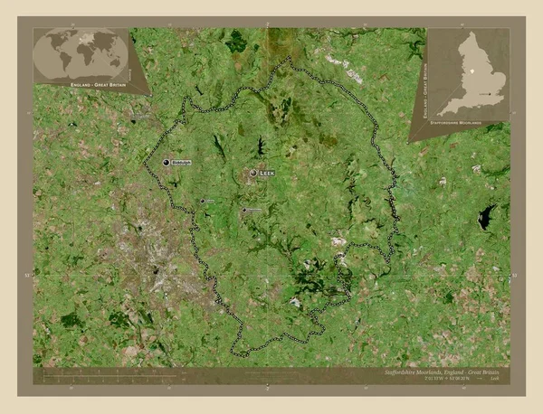 Staffordshire Moorlands Μητροπολιτική Περιφέρεια Αγγλίας Μεγάλης Βρετανίας Υψηλής Ανάλυσης Δορυφορικός — Φωτογραφία Αρχείου
