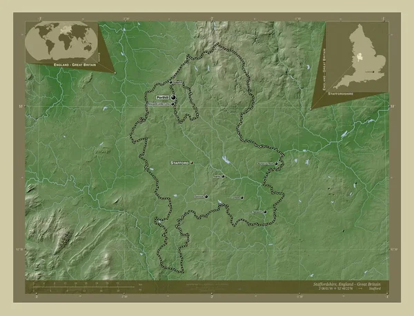 Staffordshire Адміністративний Округ Англії Велика Британія Висота Карти Забарвлена Вікі — стокове фото