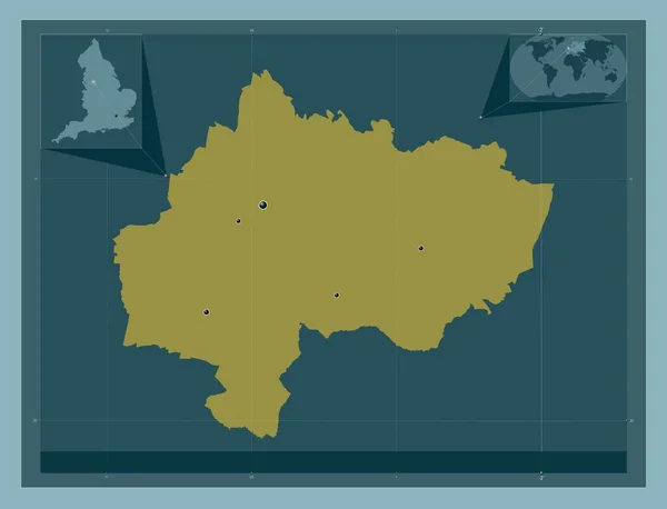 イギリスの大都市圏 ストックポート イギリス しっかりした色の形 地域の主要都市の場所 コーナー補助位置図 — ストック写真