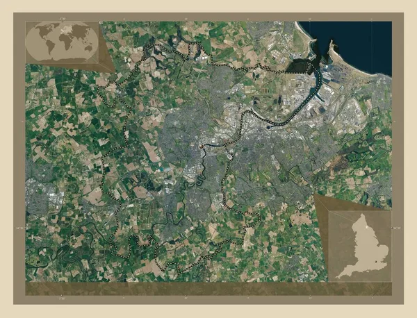 Стоктон Тис Унитарная Власть Англии Великобритании Спутниковая Карта Высокого Разрешения — стоковое фото