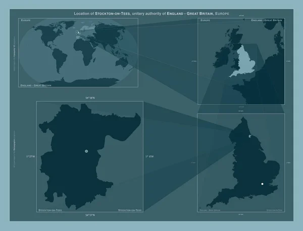 Stockton Tees Enhetlig Auktoritet England Storbritannien Diagram Som Visar Regionens — Stockfoto