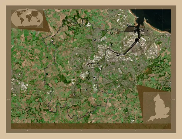 Stockton Tees Autoridad Unitaria Inglaterra Gran Bretaña Mapa Satelital Baja —  Fotos de Stock