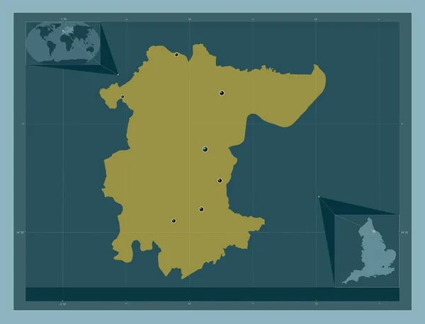 Stockton Tees 英国的单一政权 大不列颠 固体的颜色形状 该区域主要城市的所在地点 角辅助位置图 — 图库照片