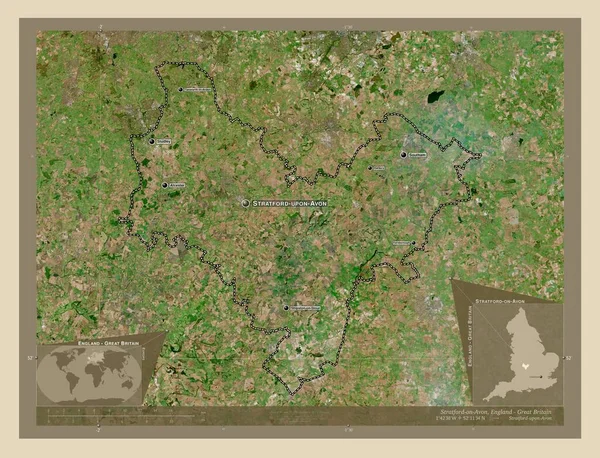 Stratford Avon Englands Icke Storstadsdistrikt Storbritannien Högupplöst Satellitkarta Platser Och — Stockfoto
