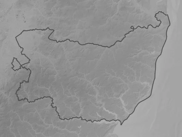イングランドの行政郡サフォーク 英語版 イギリス 湖や川とグレースケール標高マップ — ストック写真
