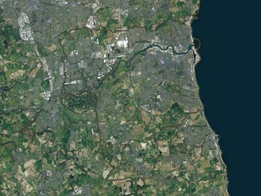 Sunderland, İngiltere 'nin üniter otoritesi - Büyük Britanya. Yüksek çözünürlüklü uydu haritası