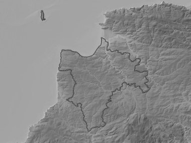 Torridge, İngiltere 'nin metropolitan olmayan bölgesi, Büyük Britanya. Gölleri ve nehirleri olan gri tonlama yükseklik haritası