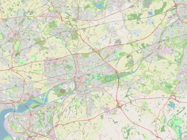 Warrington, İngiltere 'nin üniter otoritesi, Büyük Britanya. Açık Sokak Haritası
