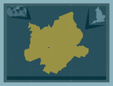 Warrington, İngiltere 'nin üniter otoritesi, Büyük Britanya. Katı renk şekli. Köşedeki yedek konum haritaları