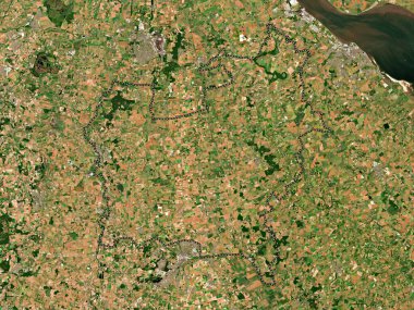 Batı Lindsey, İngiltere 'nin metropolitan olmayan bölgesi. Düşük çözünürlüklü uydu haritası