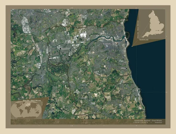 Sunderland Autoridade Unitária Inglaterra Grã Bretanha Mapa Satélite Alta Resolução — Fotografia de Stock