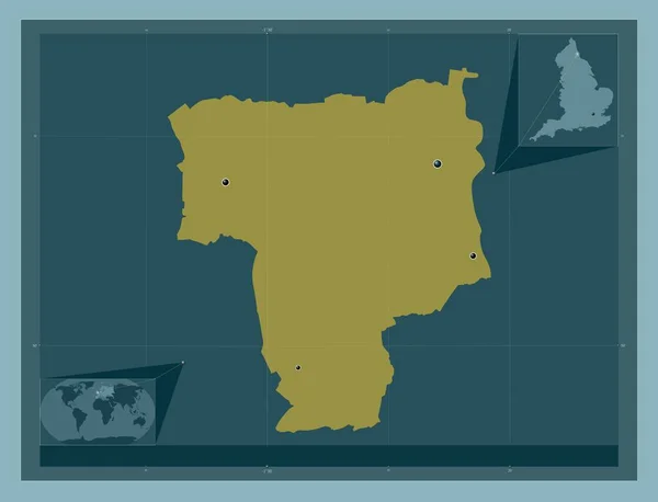 桑德兰 英格兰的单一政权 大不列颠 固体的颜色形状 该区域主要城市的所在地点 角辅助位置图 — 图库照片
