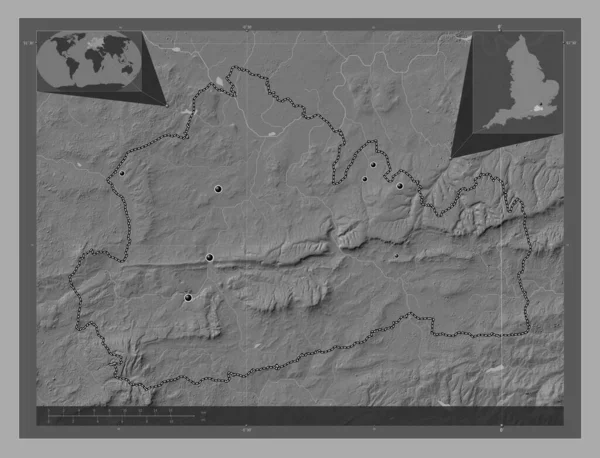 Суррей Административный Округ Англии Великобритания Карта Рельефа Билевела Озерами Реками — стоковое фото