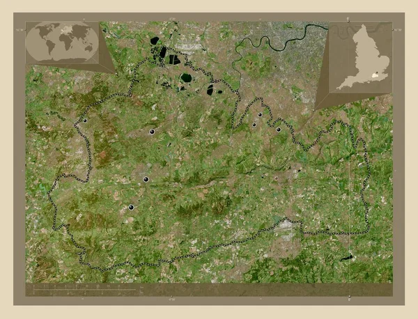 Суррей Адміністративний Округ Англії Велика Британія Супутникова Карта Високої Роздільної — стокове фото