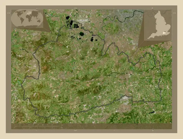 Суррей Административный Округ Англии Великобритания Спутниковая Карта Высокого Разрешения Вспомогательные — стоковое фото