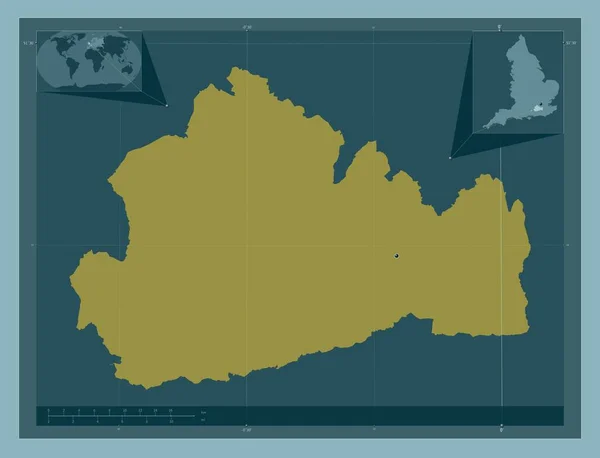 サリー イングランドの行政郡 イギリス しっかりした色の形 コーナー補助位置図 — ストック写真