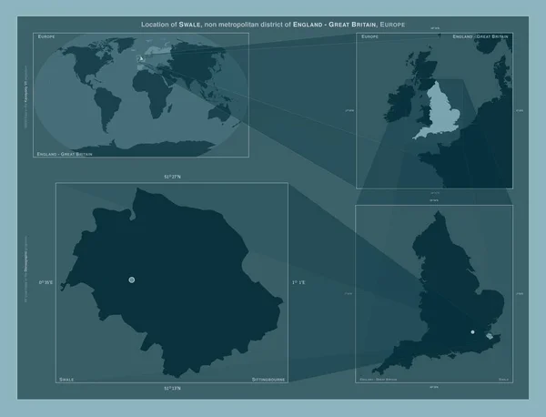 Swale Non Metropolitan District England Great Britain Diagram Showing Location — Stock Photo, Image