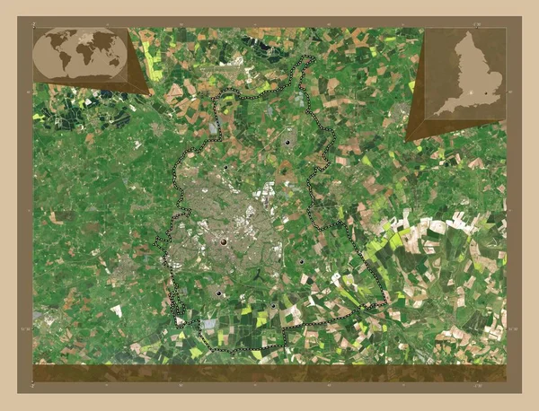 斯文顿 英格兰的统一权威 大不列颠 低分辨率卫星地图 该区域主要城市的所在地点 角辅助位置图 — 图库照片
