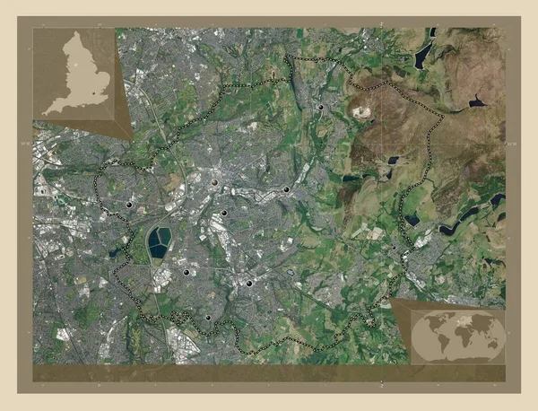 Tameside Distretto Metropolitano Dell Inghilterra Gran Bretagna Mappa Satellitare Alta — Foto Stock