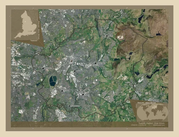 Tameside Metropolitní Okres Anglie Velká Británie Satelitní Mapa Vysokým Rozlišením — Stock fotografie