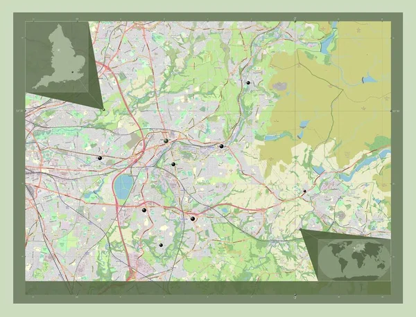 Tameside Distretto Metropolitano Dell Inghilterra Gran Bretagna Mappa Stradale Aperta — Foto Stock