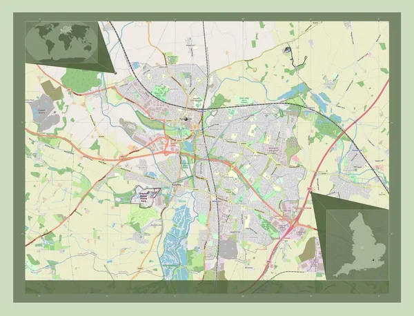 塔姆沃思 英格兰非大都市地区 大不列颠 开放街道地图 角辅助位置图 — 图库照片