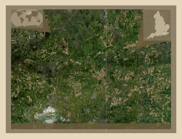 英国非都市地区Tandridge 高分辨率卫星地图 角辅助位置图 — 图库照片