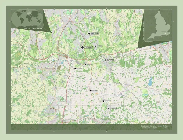 Tandridge Niemetropolitalna Dzielnica Anglii Wielka Brytania Otwórz Mapę Ulic Lokalizacje — Zdjęcie stockowe