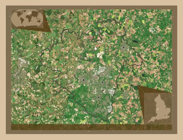 テルフォードとレキン イギリスの統一的権威 イギリス 低解像度衛星地図 地域の主要都市の場所 コーナー補助位置図 — ストック写真