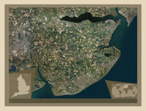 Tendring Englands Icke Storstadsdistrikt Storbritannien Högupplöst Satellitkarta Hjälpkartor För Hörnen — Stockfoto