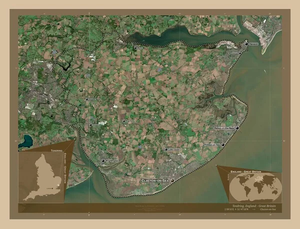 Distretto Tendente Non Metropolitano Inghilterra Gran Bretagna Mappa Satellitare Bassa — Foto Stock