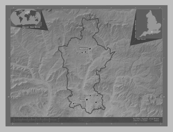 Test Valley Nicht Metropolbezirk Von England Großbritannien Graustufen Höhenkarte Mit — Stockfoto