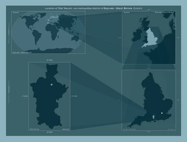 Test Valley Englands Icke Storstadsdistrikt Storbritannien Diagram Som Visar Regionens — Stockfoto