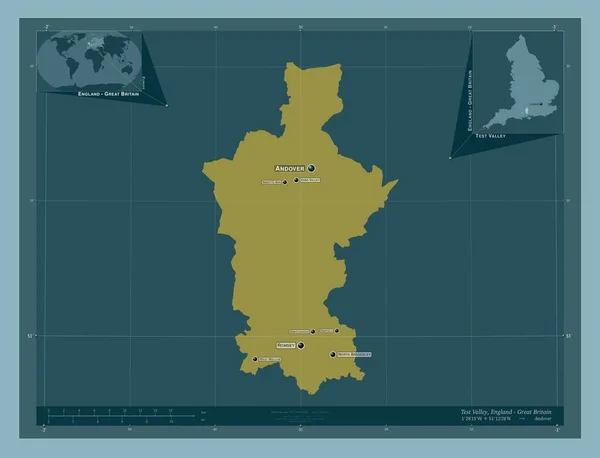 Test Valley Nicht Metropolbezirk Von England Großbritannien Einfarbige Form Orte — Stockfoto