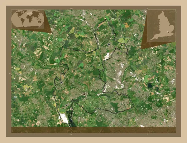 Τρία Ποτάμια Μητροπολιτική Περιοχή Της Αγγλίας Μεγάλη Βρετανία Δορυφορικός Χάρτης — Φωτογραφία Αρχείου
