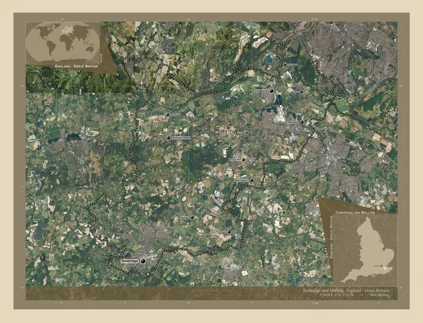 Tonbridge Malling Distrito Não Metropolitano Inglaterra Grã Bretanha Mapa Satélite — Fotografia de Stock