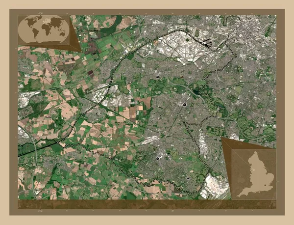 Trafford Großraum England Großbritannien Satellitenkarte Mit Niedriger Auflösung Standorte Der — Stockfoto