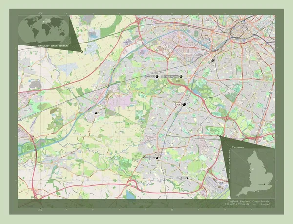 Trafford Großraum England Großbritannien Open Street Map Orte Und Namen — Stockfoto