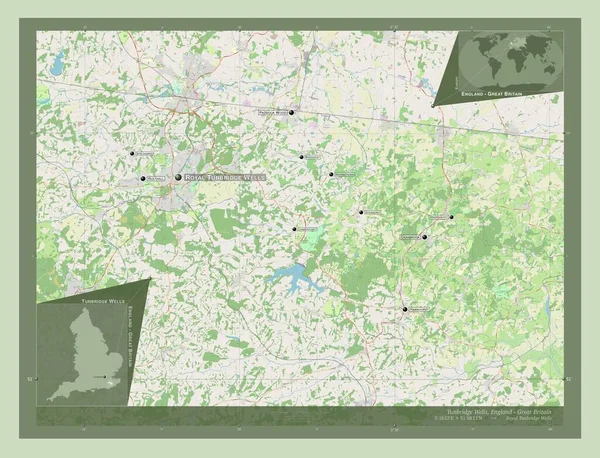 Tunbridge Wells Nemetropolitní Okres Anglie Velká Británie Otevřít Mapu Ulice — Stock fotografie