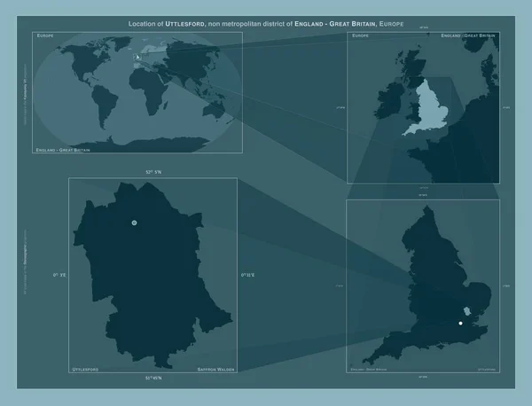 Uttlesford Non Metropolitan District England Great Britain Diagram Showing Location — Stock Photo, Image