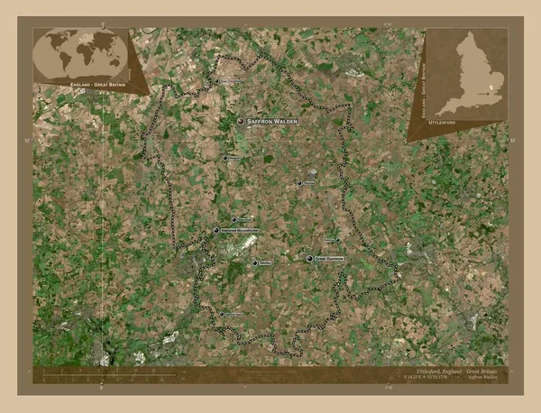Uttlesford Distrito Metropolitano Inglaterra Gran Bretaña Mapa Satelital Baja Resolución —  Fotos de Stock